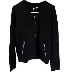 Moth Anthropologie Textured Zip Front Sweater Size L